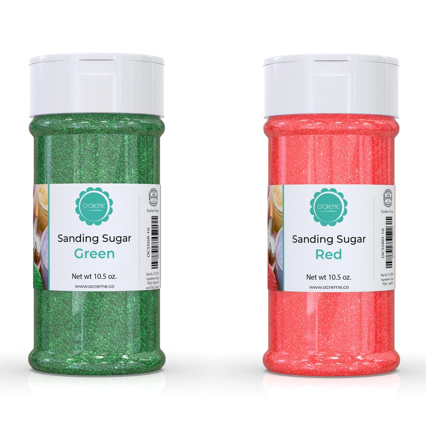 OCreme Sanding Sugar for Cookie Decorating - Eye-Catching Christmas-Kit Sugar Crystals for Unique Cake Toppings, Cupcakes and Co