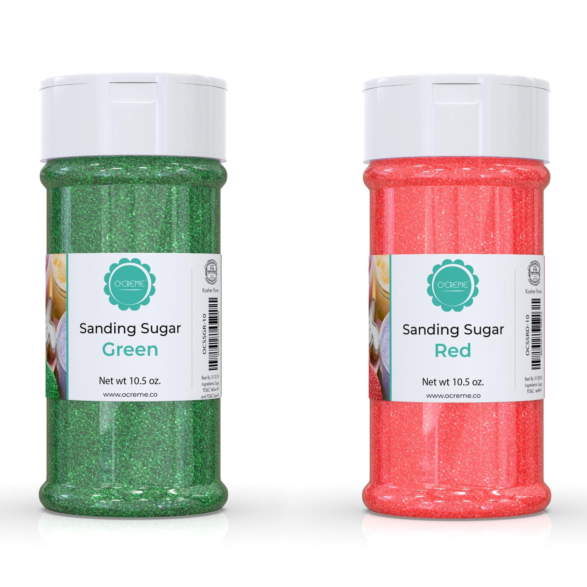 OCreme Sanding Sugar for Cookie Decorating - Eye-Catching Christmas-Kit Sugar Crystals for Unique Cake Toppings, Cupcakes and Co