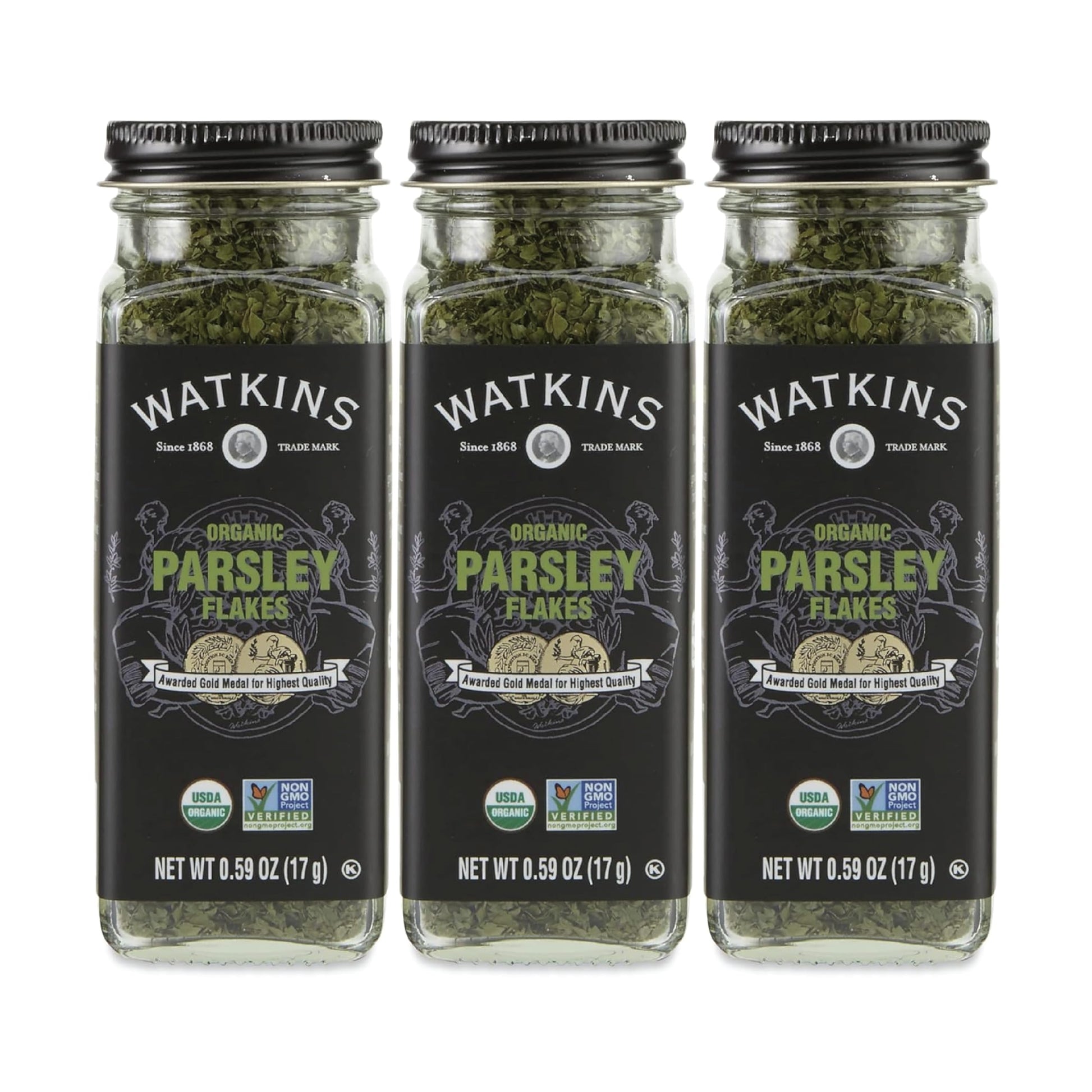 Watkins Gourmet Organic Spice Jar, Parsley Flakes, 0.59 Ounce Jar, 3-Pack