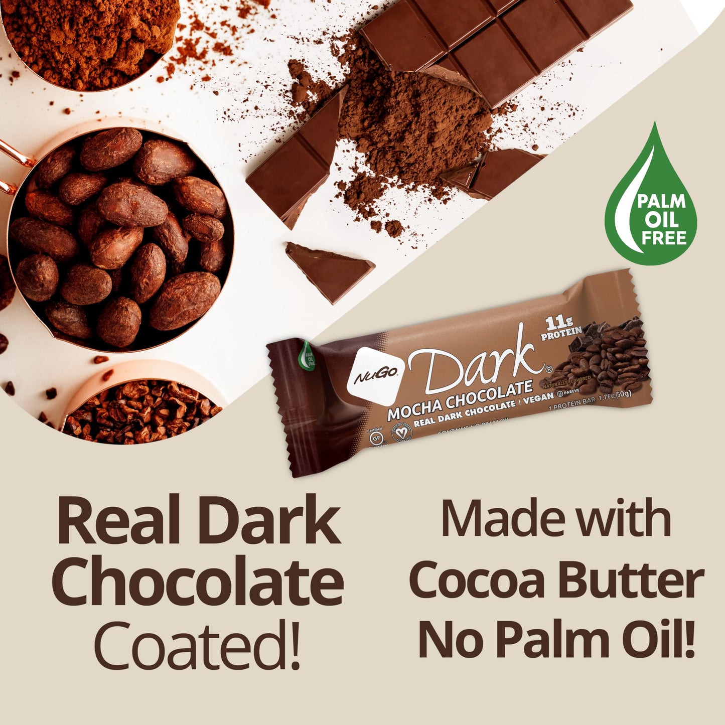 NuGo Dark Chocolate Peanut Butter Cup, 12g Protein Bar, Vegan, Gluten Free, Non-GMO, Kosher Pareve 12 Count