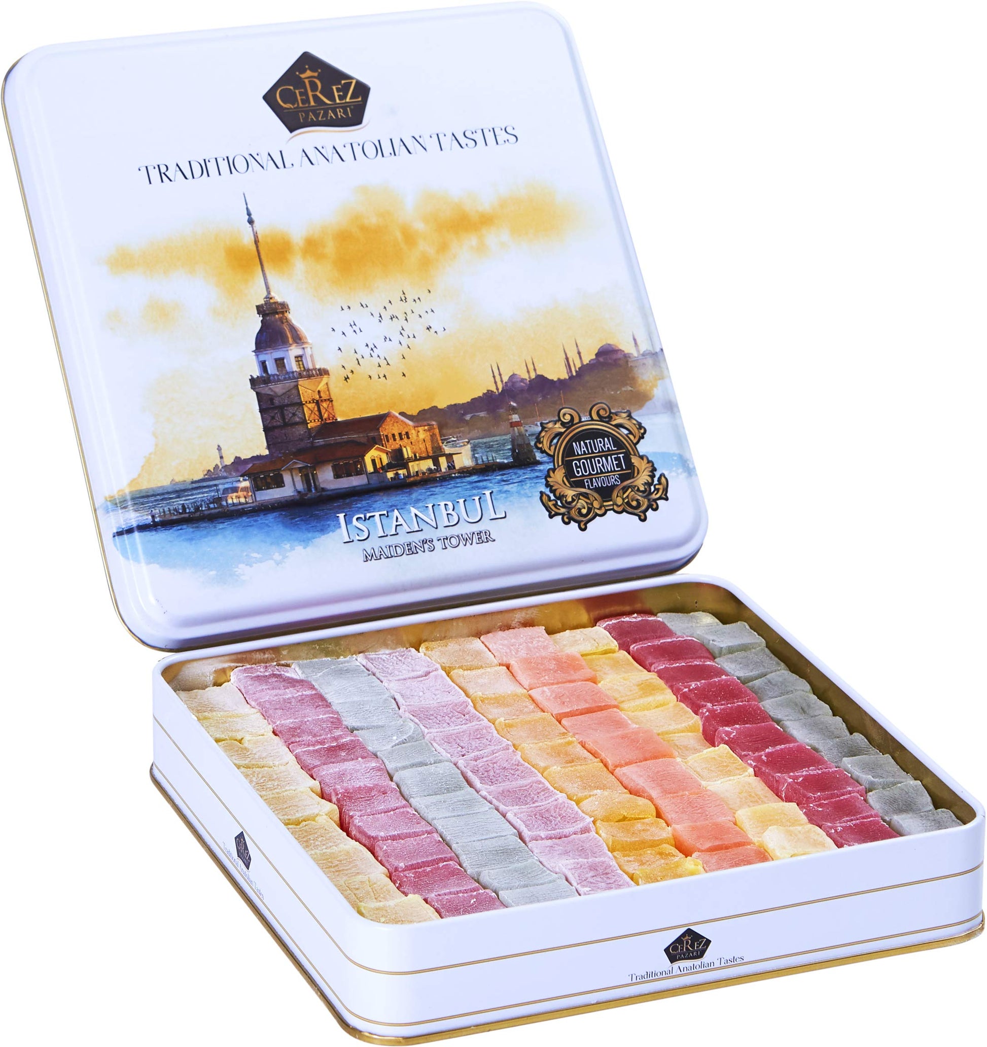 Cerez Pazari Turkish Delight Candy Gift Basket 2 Lbs, Lokum Dessert Gourmet Christmas Holiday Corporate Food Gifts In Elegant Ti