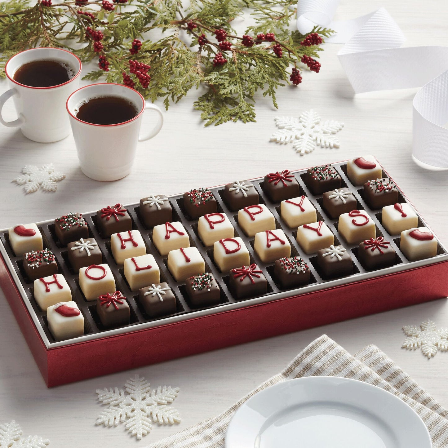 The Swiss Colony Happy Holidays Petits Fours Cakes - Gourmet Cake Assortment with Chocolate, Layer Cakes, and Jam - Christmas De
