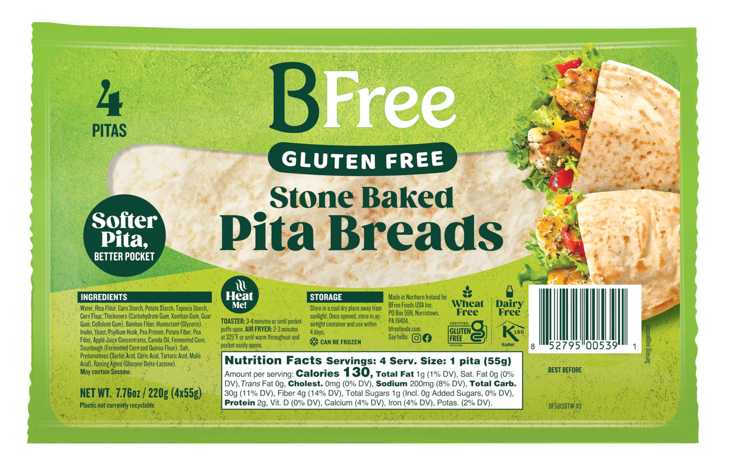 Bfree Stone Baked Pita Breads, 7.76 Oz - 4 Pita Breads (Pack Of 3)