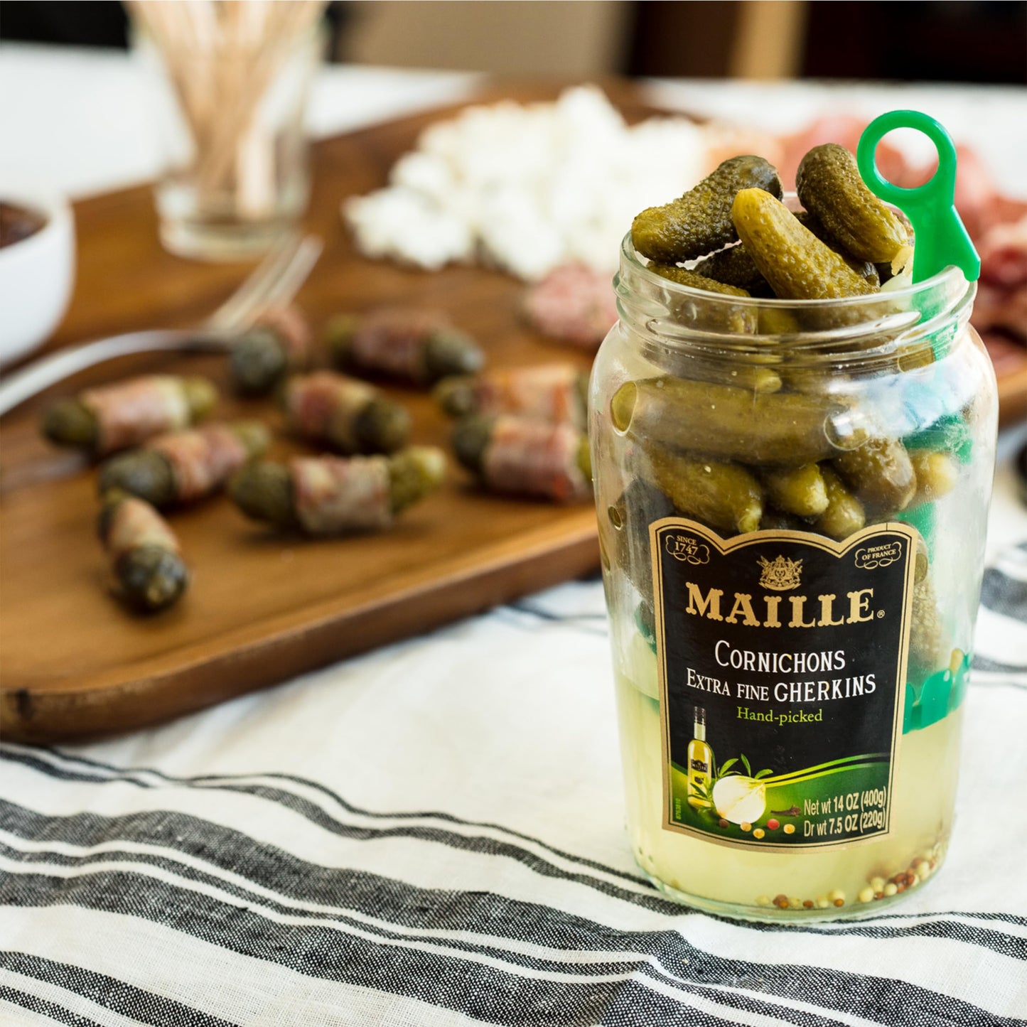 Maille Pickles Cornichons Original Pack of 12 The perfect cornichon for garnishing a gourmet sandwich or snacking Product of Fra