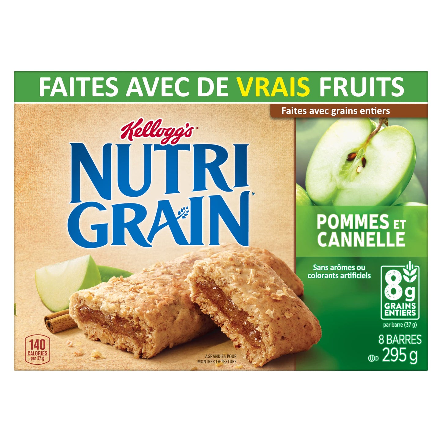 Kellogg'S Nutri Grain Cereal Bars Apple Cinnamon, 8 Bars, 295G/10.4 Oz., {Imported From Canada}