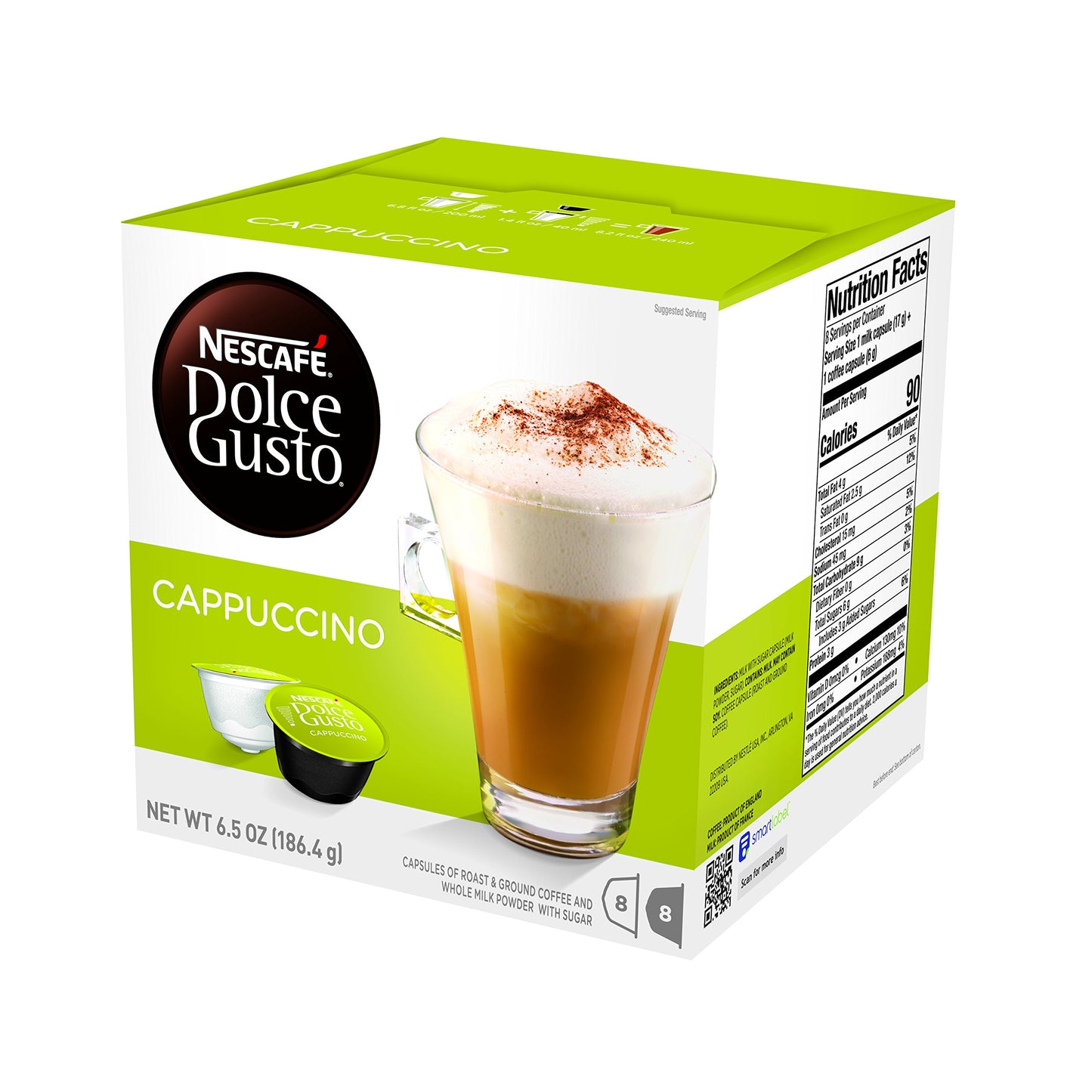 NESCAFÉ DOLCE GUSTO Coffee Pods, Cappuccino, 16 Count, Pack of 3, Model PP-GRCE29719