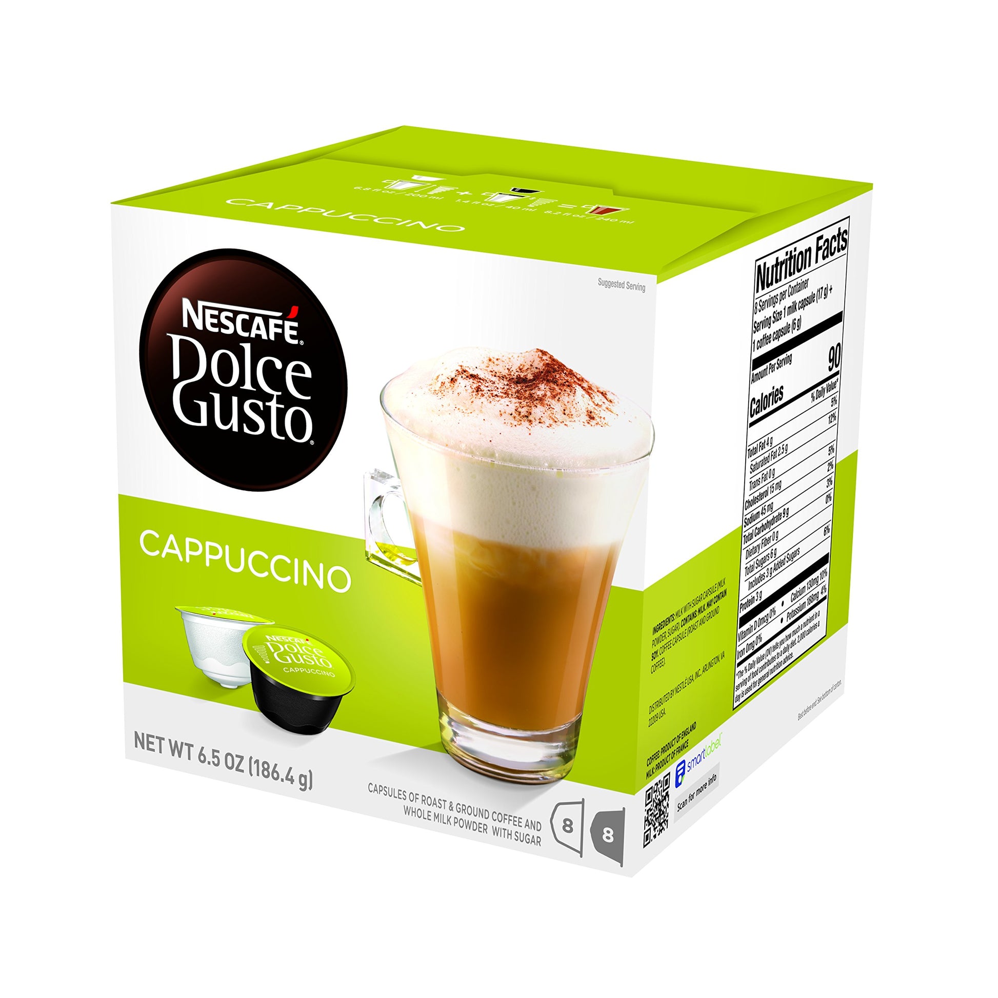NESCAFÉ DOLCE GUSTO Coffee Pods, Cappuccino, 16 Count, Pack of 3, Model PP-GRCE29719