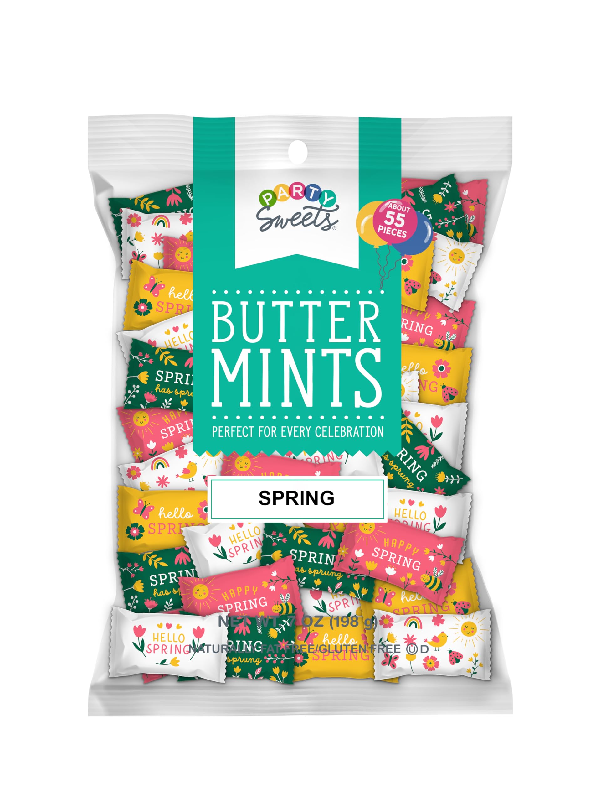 Party Sweets Buttermints, Spring Flavor, 7-Ounce Bags, Pack of 6, Appx 300 Mints