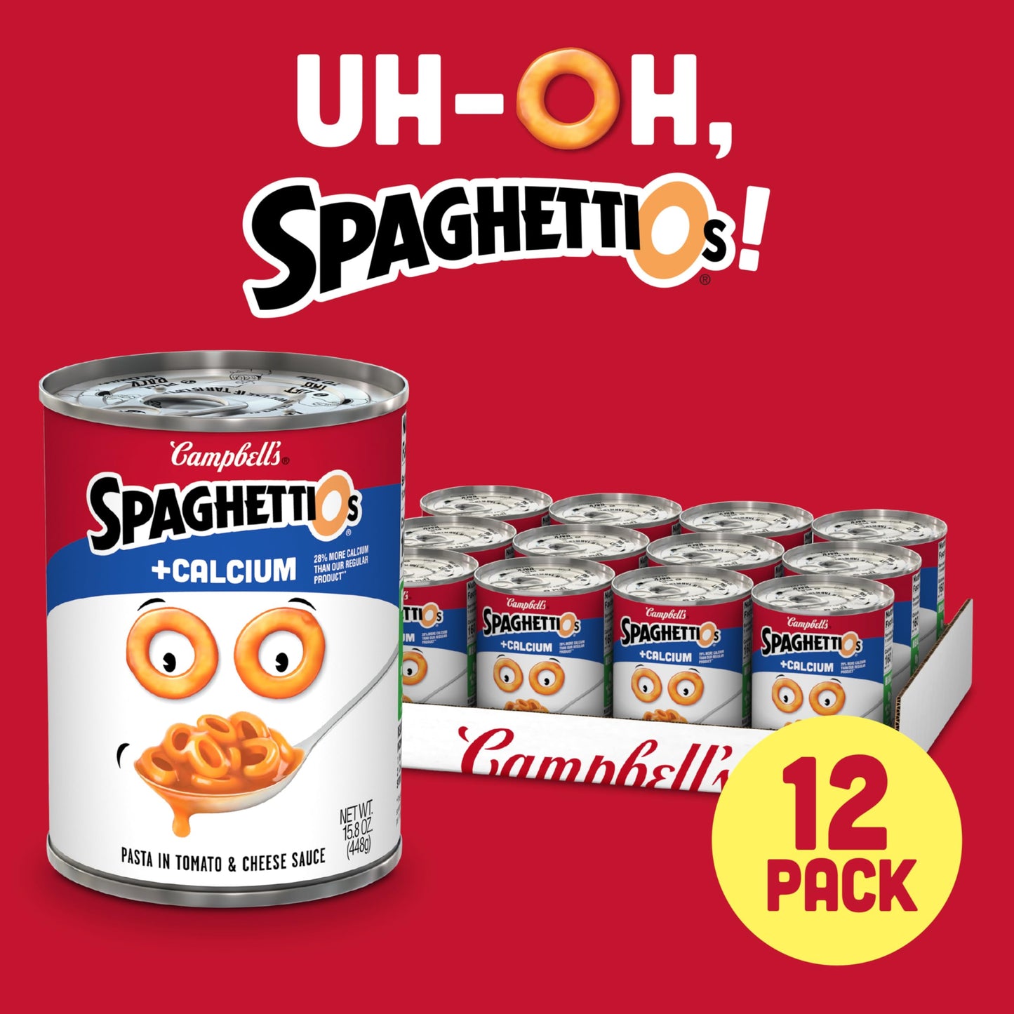 Campbell'S Spaghettios Original Canned Pasta Plus Calcium, 15.8 Oz Can (Pack Of 12)