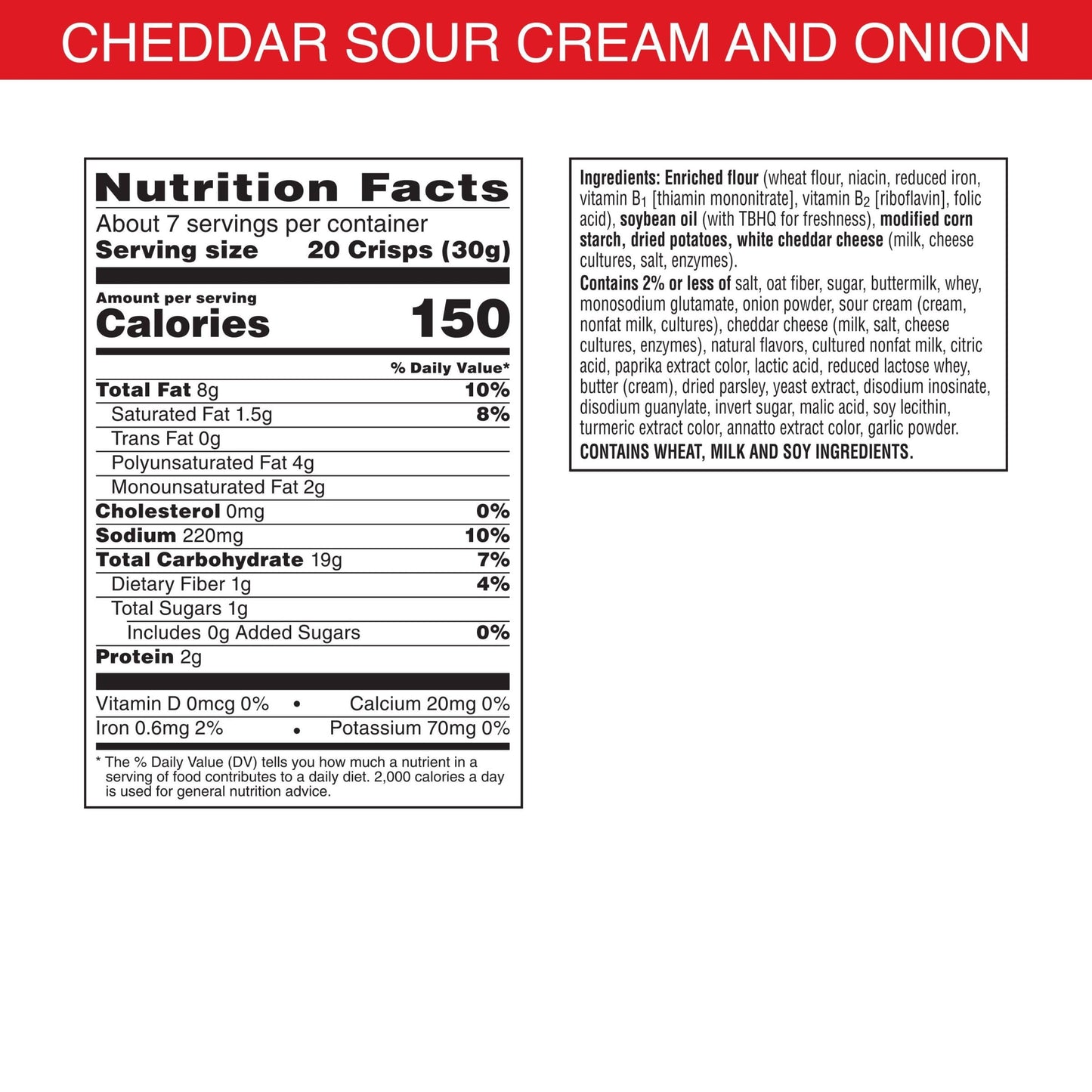 Cheez-It Snap'D Cheese Cracker Chips, Thin Crisps, Lunch Snacks, Cheddar Sour Cream And Onion, 7.5Oz Bag (1 Bag)
