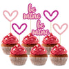 Gyufise 24Pcs Heart Cupcake Toppers Pink Glitter Be Mine Valentine'S Day Cupcake Pick Decorations For Valentine'S Day Birthday W