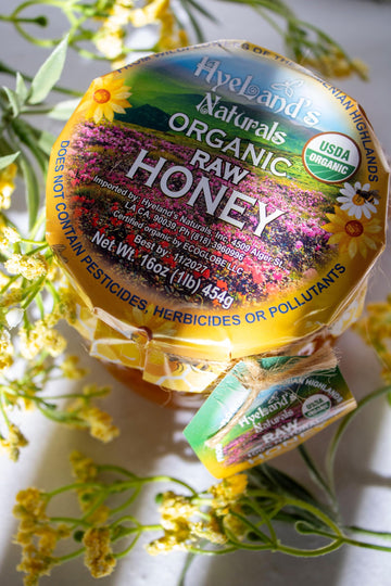 16oz- Glass Jar HyeLands Naturals USDA Organic Raw Wildflower Honey from the highlands of Armenia- NO Pesticides, NO Preservati