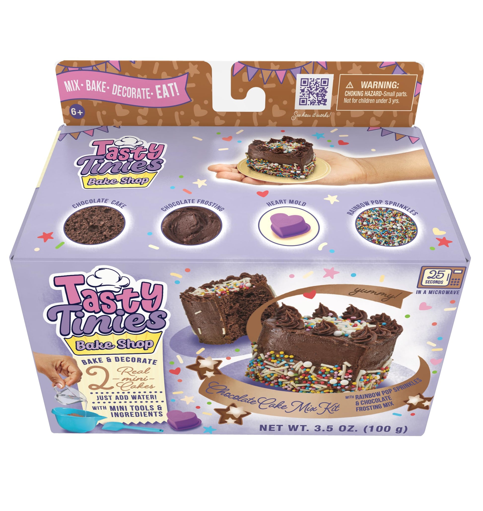Goliath Tasty Tinies Bake Shop Chocolate Cake Mix Kit with Rainbow Pop Sprinkles & Chocolate Frosting Mix | Bake & Decorate 2 Re