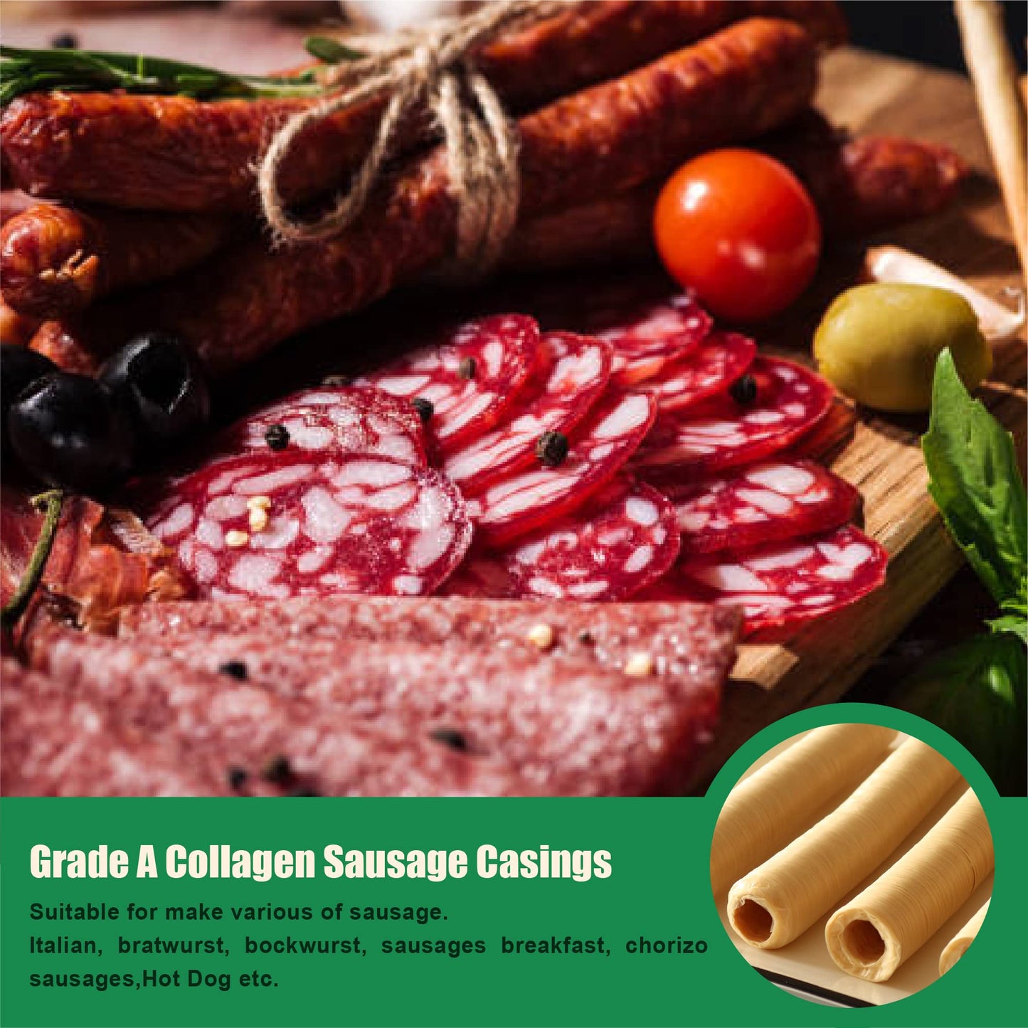 Fairsky Edible Drying Sausage Casing Collagen Sausage Casings For Flavorous Homemade Sausages 14M/46Ft, Diameter 19Mm/ 3/4, 1 Roll