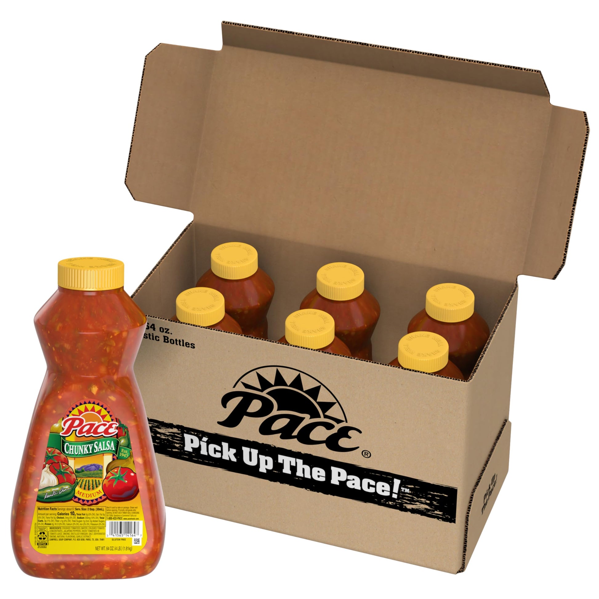 Pace Chunky Medium Salsa, 64 Oz Bottle (6 Pack)