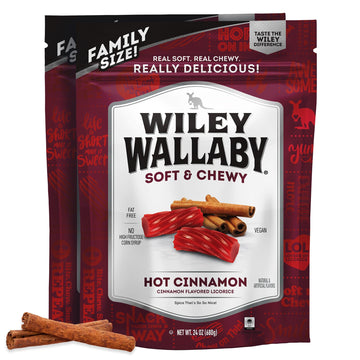 Wiley Wallaby Licorice 24 Ounce Classic Gourmet Soft & Chewy Australian Cinnamon Licorice Candy Twists, 2 Pack