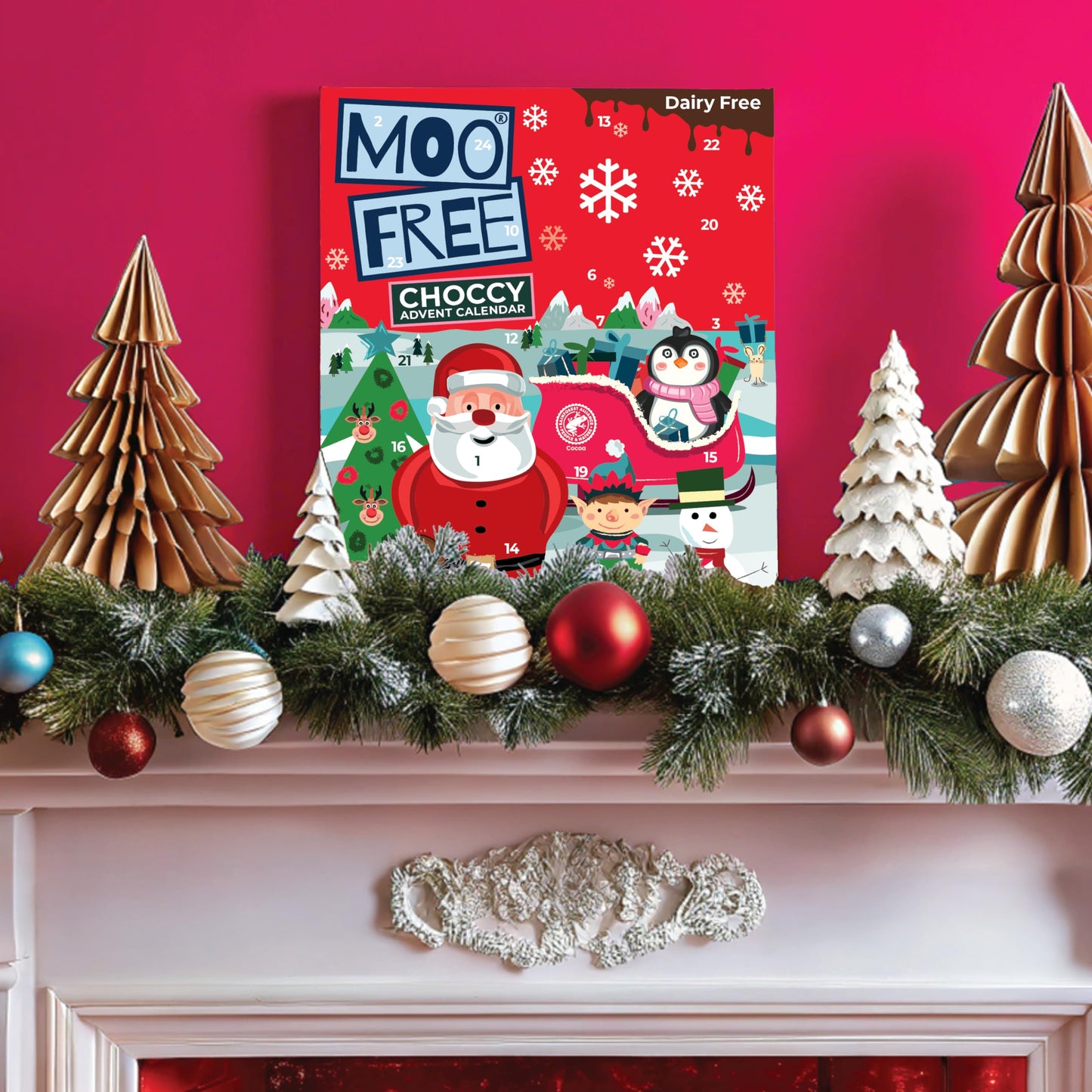 Moo Free Dairy Free Chocolate Advent Calendar, 100g, Pack of 3