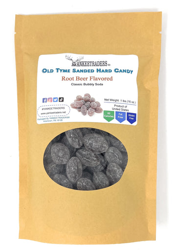 YANKEETRADERS Old Tyme Sanded Hard Candy, Root Beer Flavor, 1 Pound