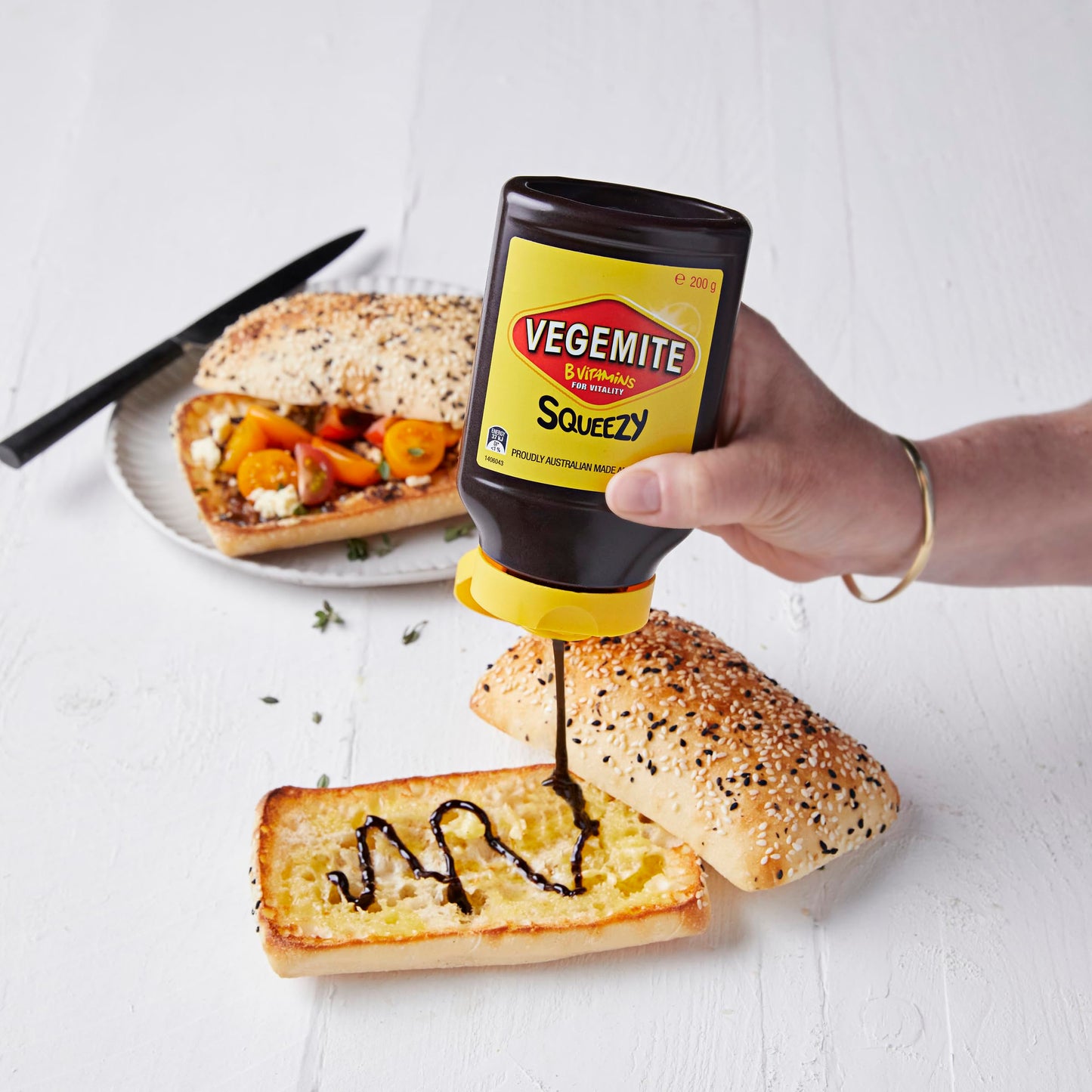 Vegemite Squeezy Spread 200g Bottle - Convenient Squeeze Format, Rich in B Vitamins - Made in Australia