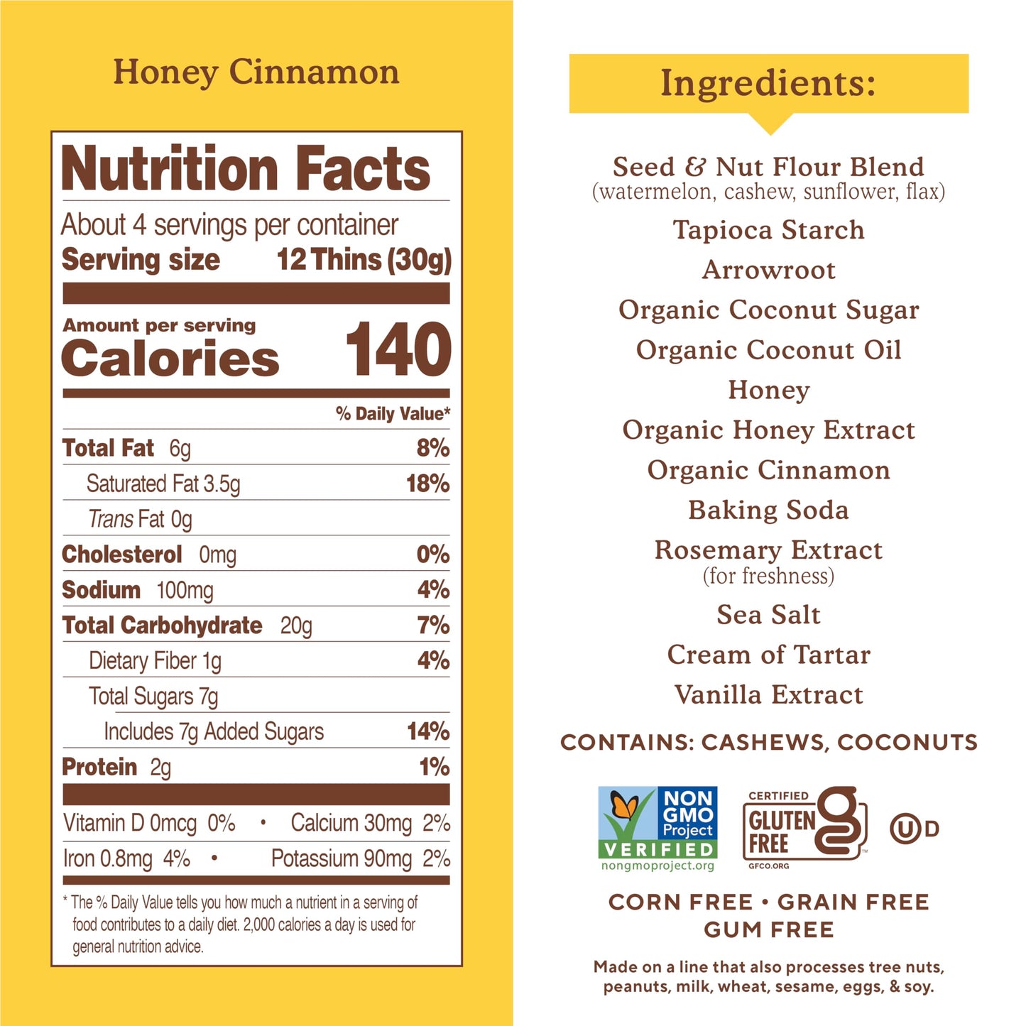 Simple Mills Sweet Thins Cookies, Seed And Nut Flour, Honey Cinnamon - Gluten Free, Paleo Friendly, Healthy Snacks, 4.25 Ounce (Pack Of 6)