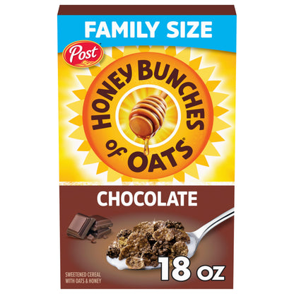 Post Honey Bunches of Oats Chocolate, Made with Whole Grain Cereal, Breakfast Cereal, 18oz Box