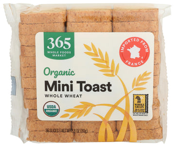 365 by Whole Foods Market, Toasts Mini Whole Wheat Organic, 2.8 Ounce