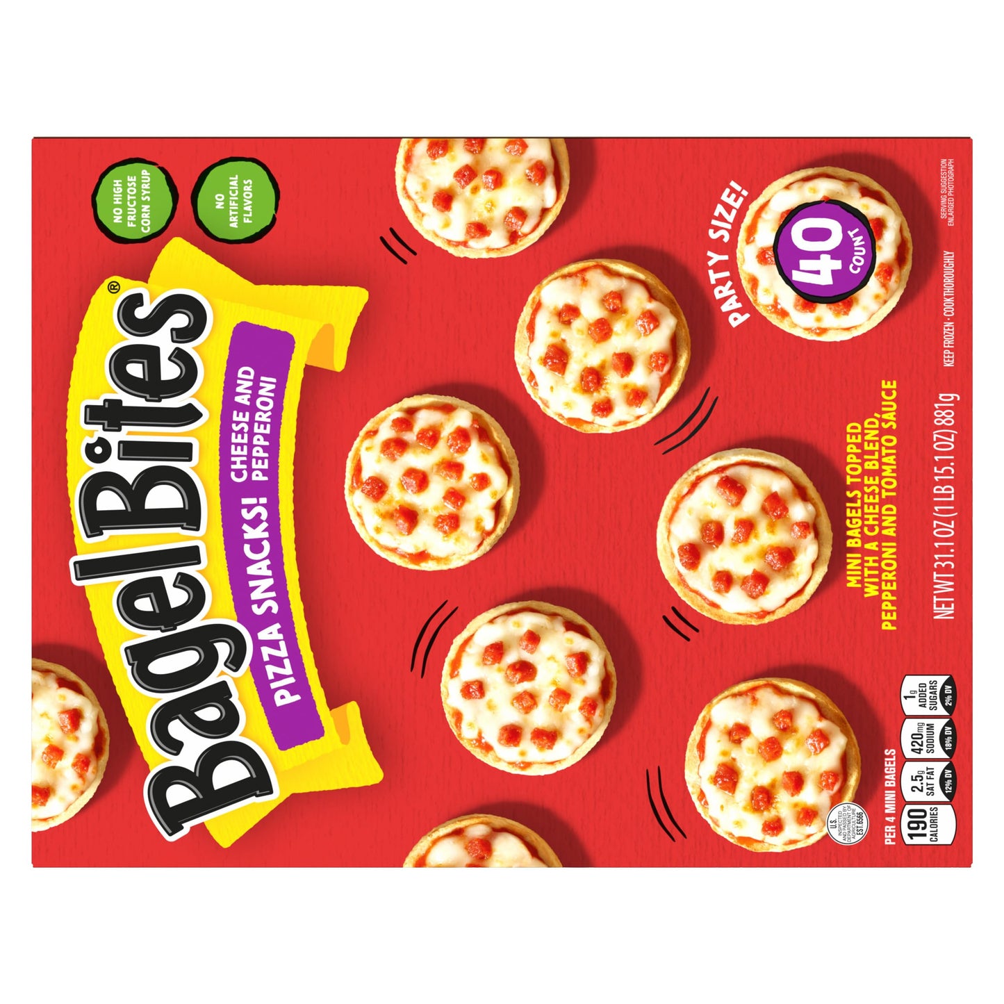Bagel Bites Cheese & Pepperoni Mini Pizza Bagel Frozen Snacks, 40 ct Box