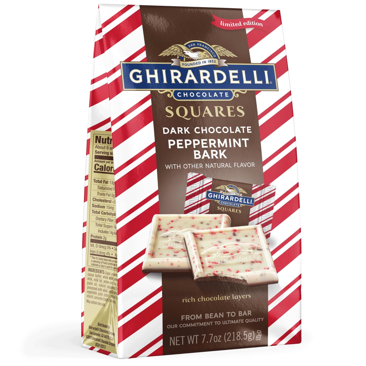 GHIRARDELLI Dark Chocolate Peppermint Bark Chocolate Squares  7.7 OZ Bag