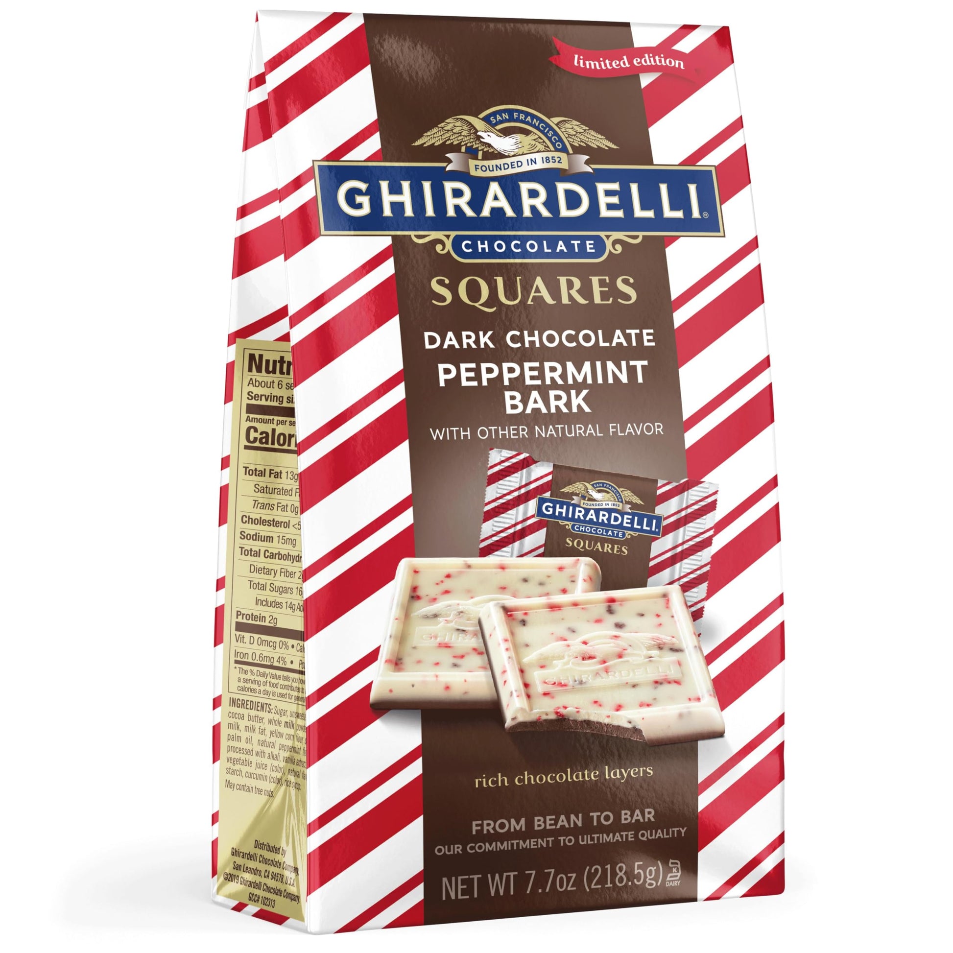 GHIRARDELLI Dark Chocolate Peppermint Bark Chocolate Squares  7.7 OZ Bag
