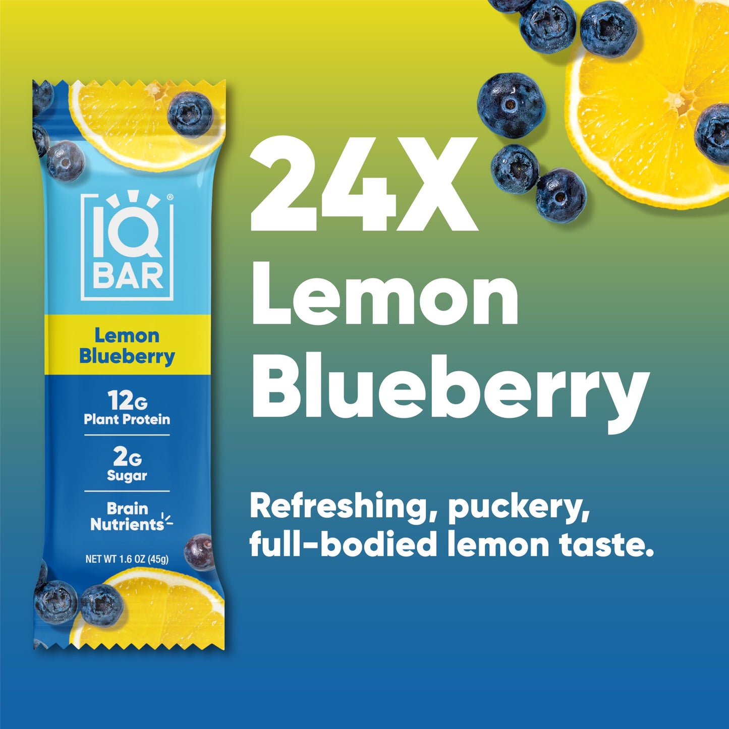IQBAR Keto Protein Bars - Lemon Blueberry - 24 Count - Low Carb, High Fiber, Vegan Snack