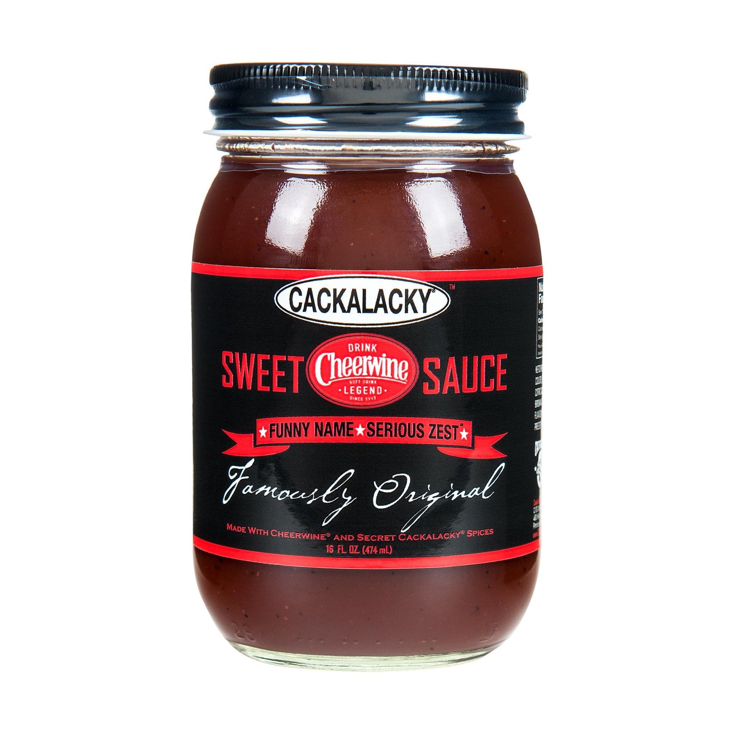 Famously Original Cackalacky Cheerwine Sweet Bbq Sauce - 16 Oz - Cherry-Flavored Gourmet Sauce For Grilling, Marinades & Dips