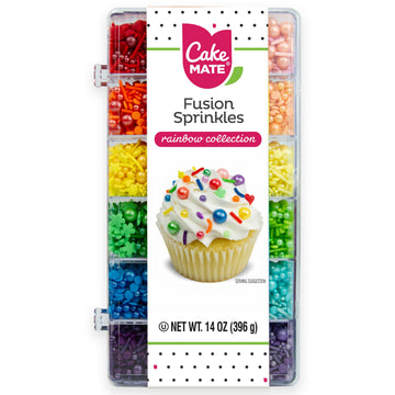 Cake Mate Rainbow Fusion Dessert Sprinkles, Assorted Colors and Shapes for, Holiday, Christmas Sprinkle Tacklebox, 14oz