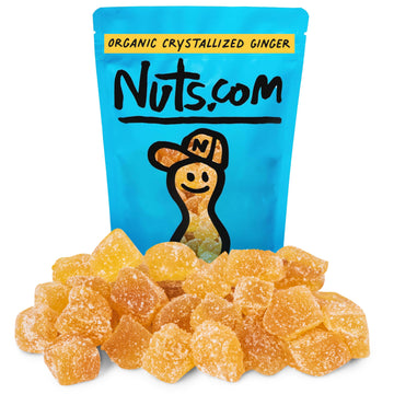 Organic Crystallized Ginger - Premium Crystallized Ginger Pieces - Spicy & Sweet Candied Ginger Crystals - Dried Ginger Chunks, 