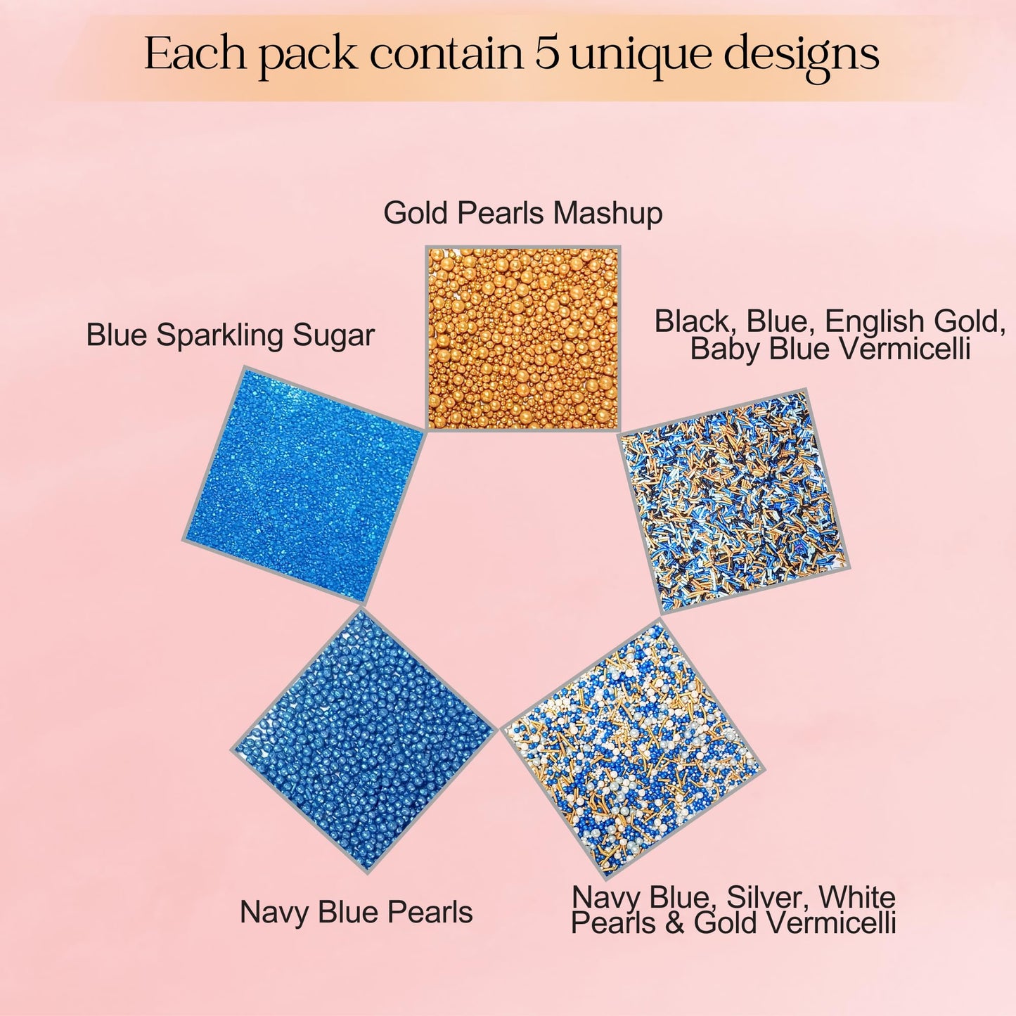 Confect Edible Sprinkles, Marine Royalty Theme, Assorted Pack, 5 Oz, Vegan, Gluten-Free, Multicolor
