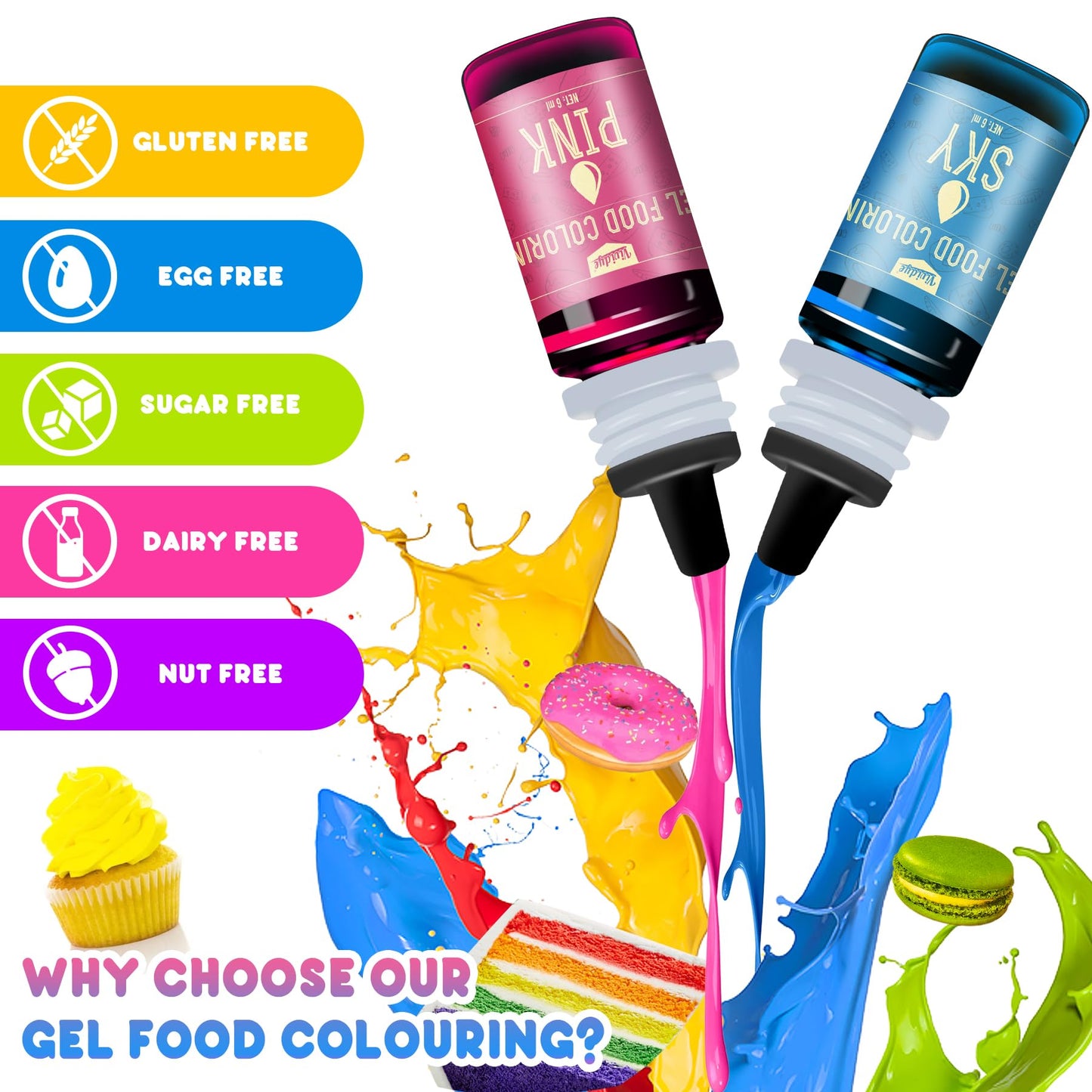 Vividye Gel Food Coloring Set - 26 Vivid Colors for Baking and Crafts - 0.25 Fl Oz Bottles