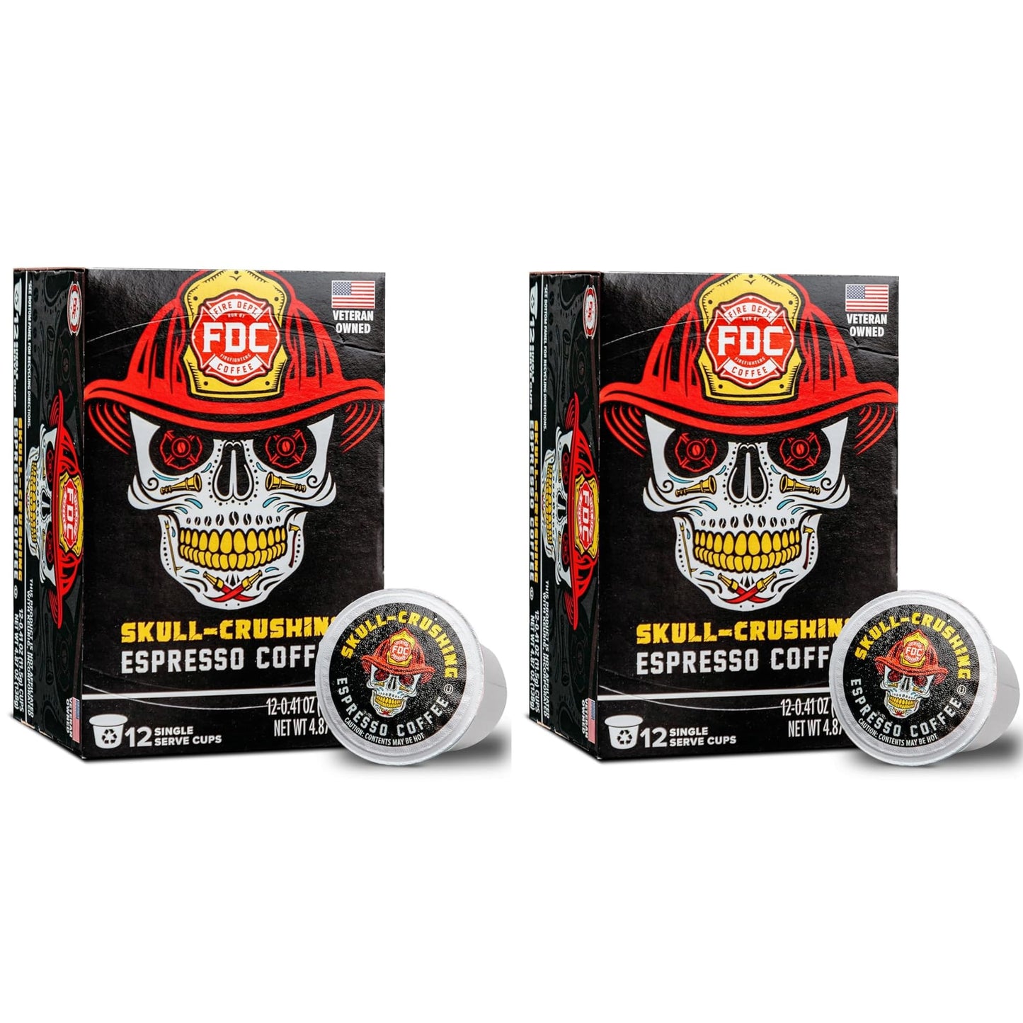 Fire Department Coffee Espresso Pods - Bold & Full-Bodied K Cups - 24 Single Pods - Veteran Owned - Roasted in the USA