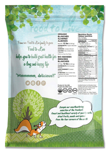 Organic Blanched Slivered Almonds, 12 Pounds - Non-GMO, Raw, Unpasteurized, Unsalted, Vegan, Keto, Paleo, Kosher, Bulk, High in