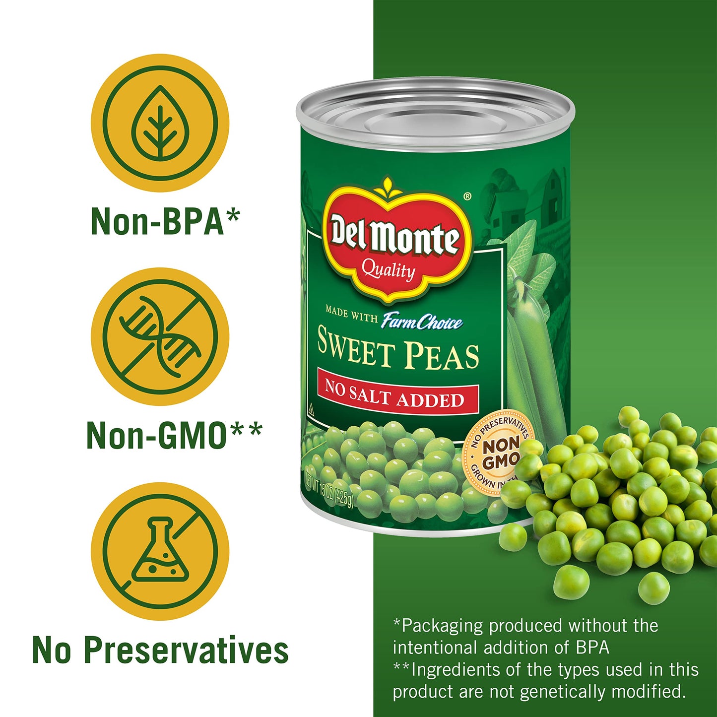 Del Monte Foods Delmonte Sweet Peas Nsa, 15 Oz