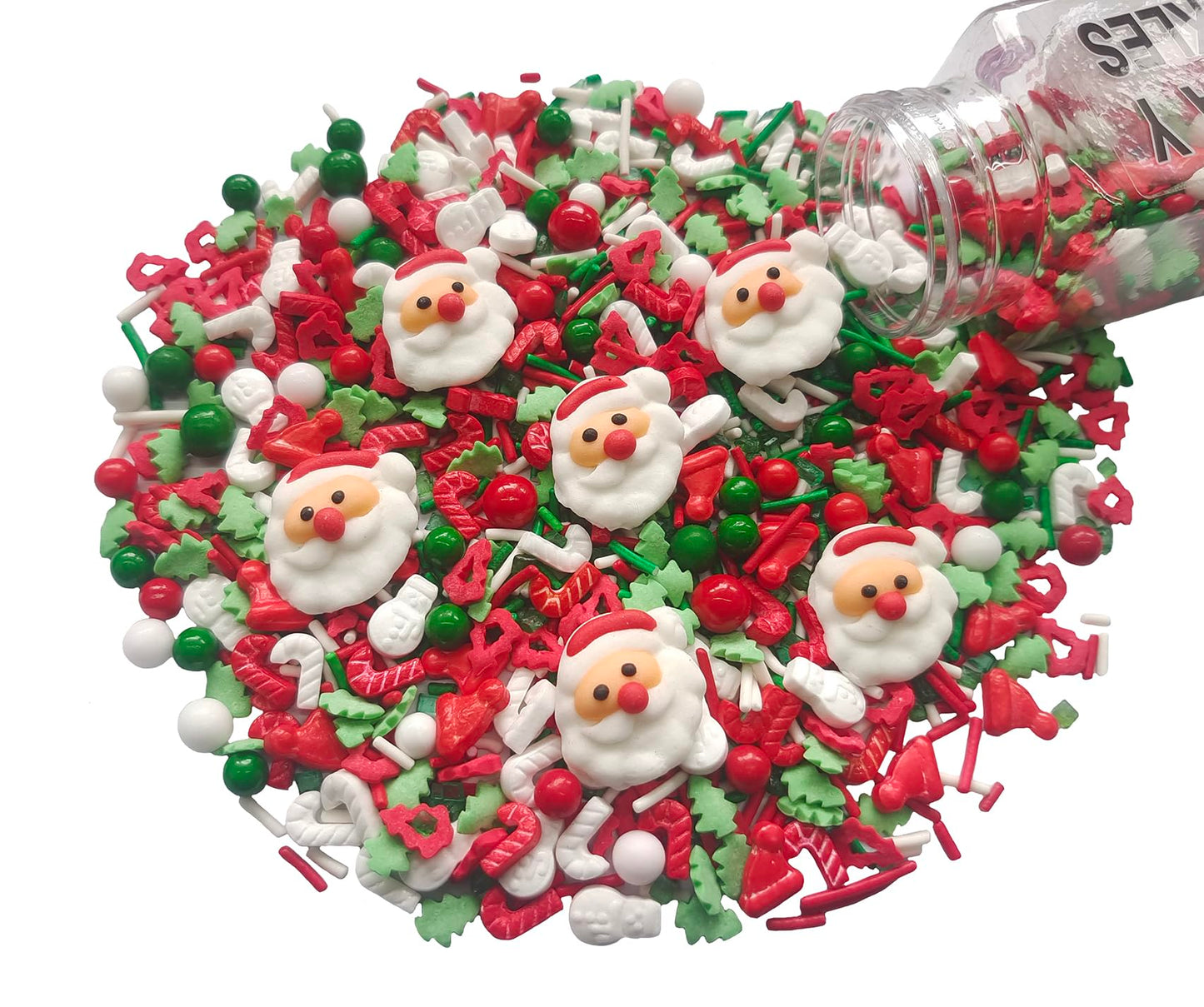 1 Bottle Edible Mixing Christmas Sprinkles 6 Santa Claus Christmas Tree | Cake Cupcakes and Ice Cream Topper Decorations | Edibl