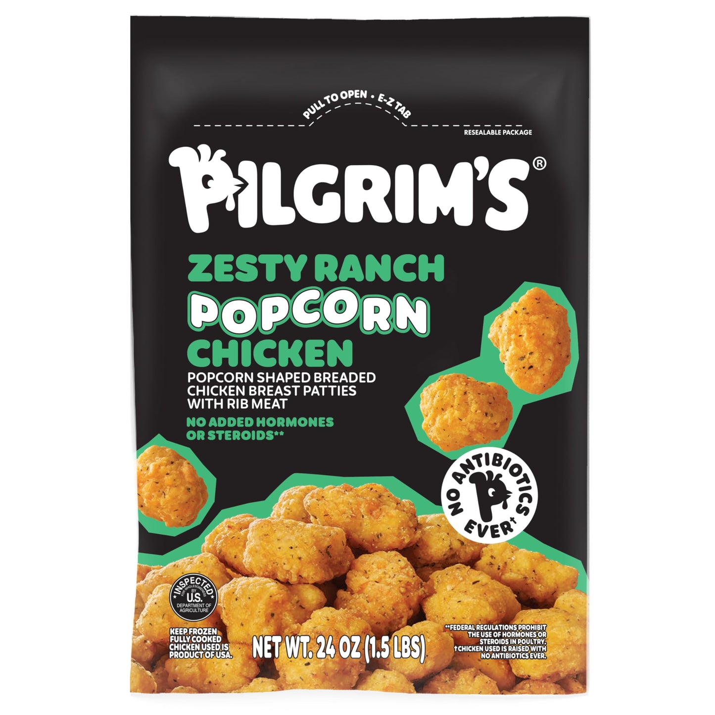 Pilgrims Zesty Ranch Popcorn Nuggets | Fully Cooked | 11 G Protein | Frozen |1.50 LB