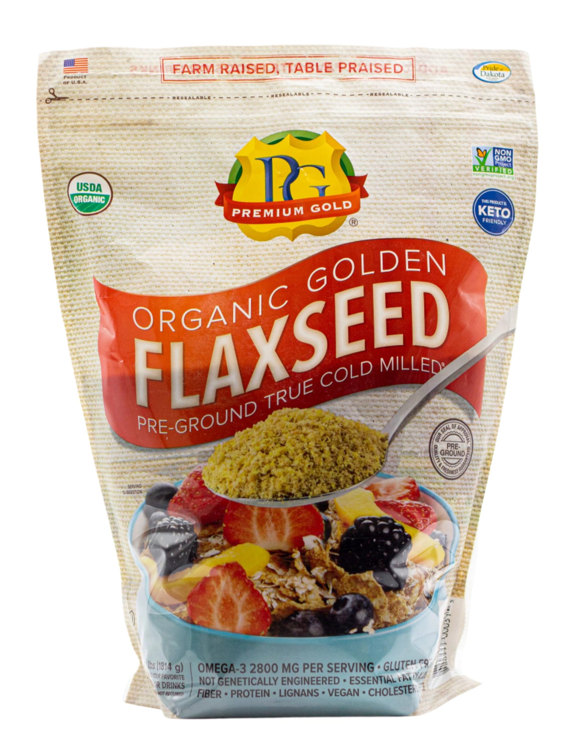 PREMIUM GOLD Organic Ground Flax Seed, 4 lbs, Golden, Model TS0417-A700ML-M659