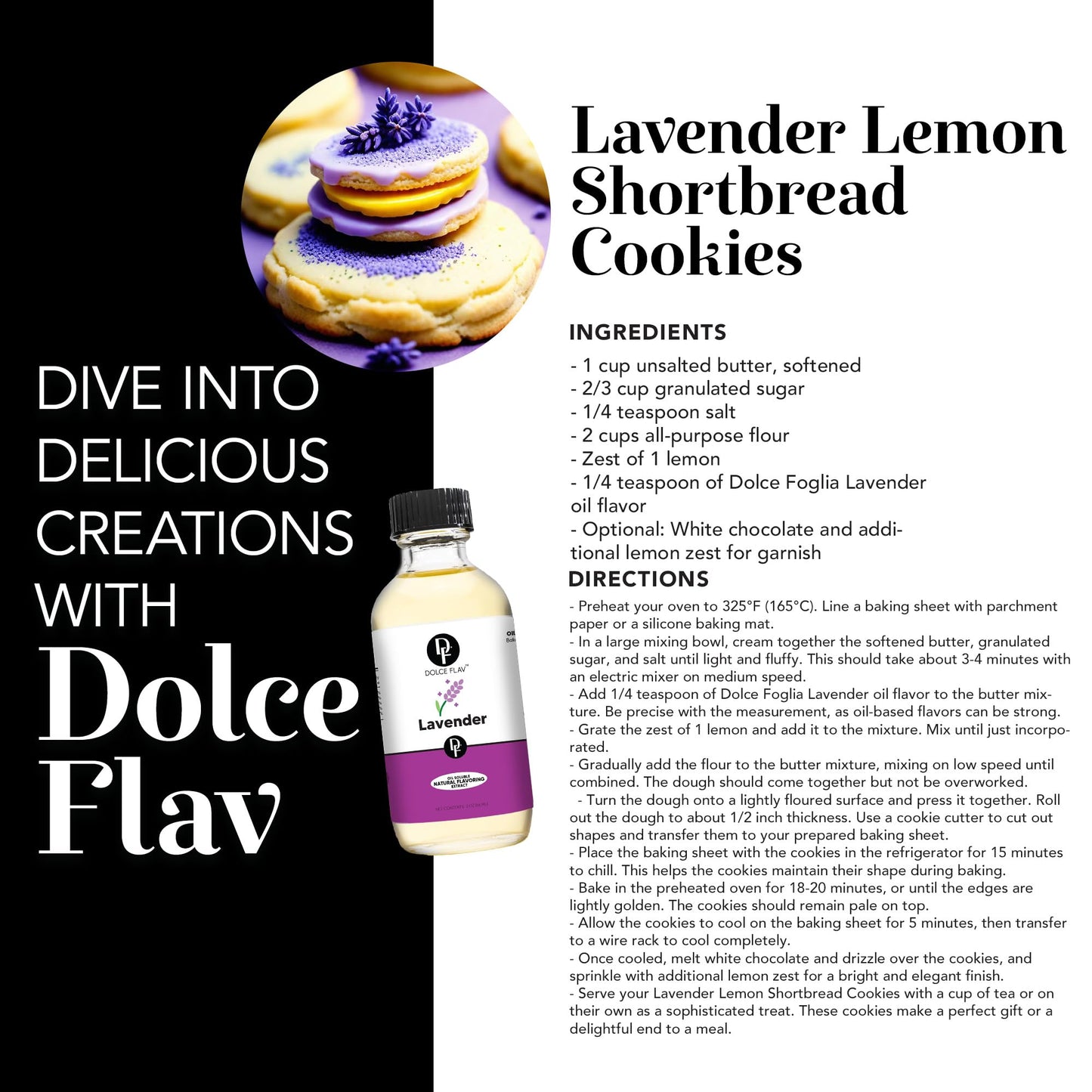 Dolce Flav Lavender Extract - Oil-Soluble Floral Flavoring for Baking & Desserts, 2 Oz.