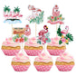 Gyufise 36Pcs Flamingo Cupcake Toppers Tropical Aloha Luau Picks Paper Multi-2