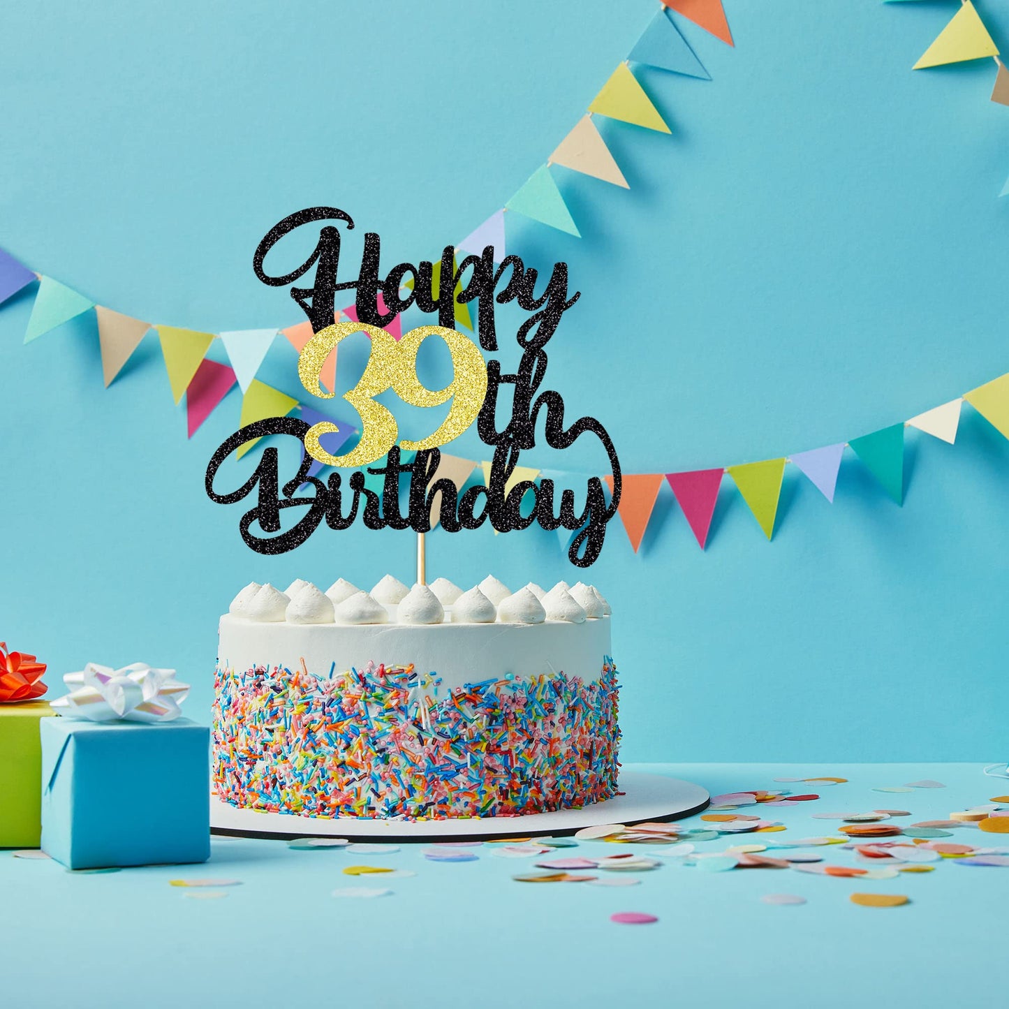 Klionjor 39Th Happy Birthday Cake Topper Happy Birthday Cake Decoration 39Th Birthday Party Decoration Gift Plugin (39)