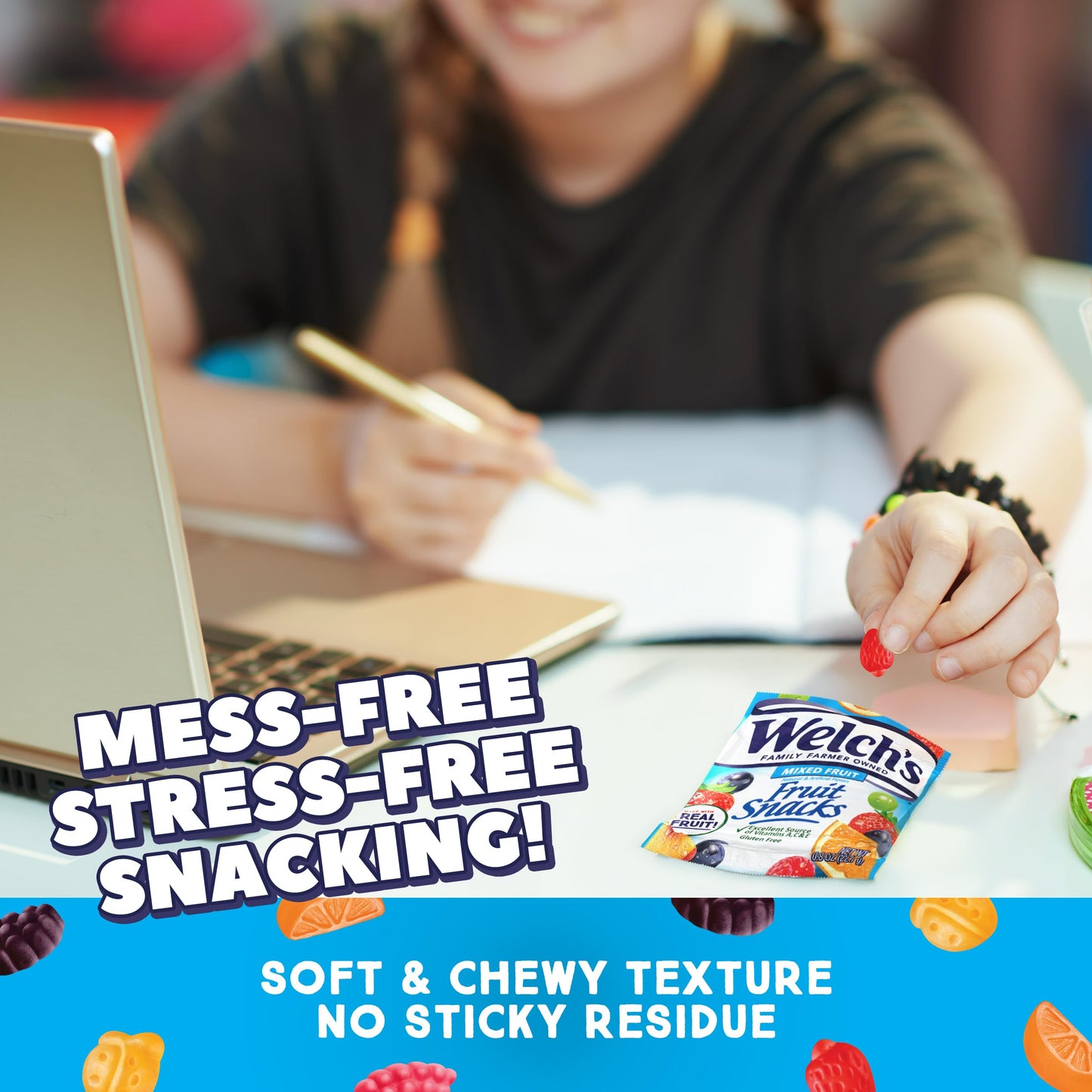 Welchs Fruit Snacks  Mixed Fruit & Mango Peach Snack Box  Gluten Free  Stocking Stuffers  0.8oz Snack Packs (Pack of 60)
