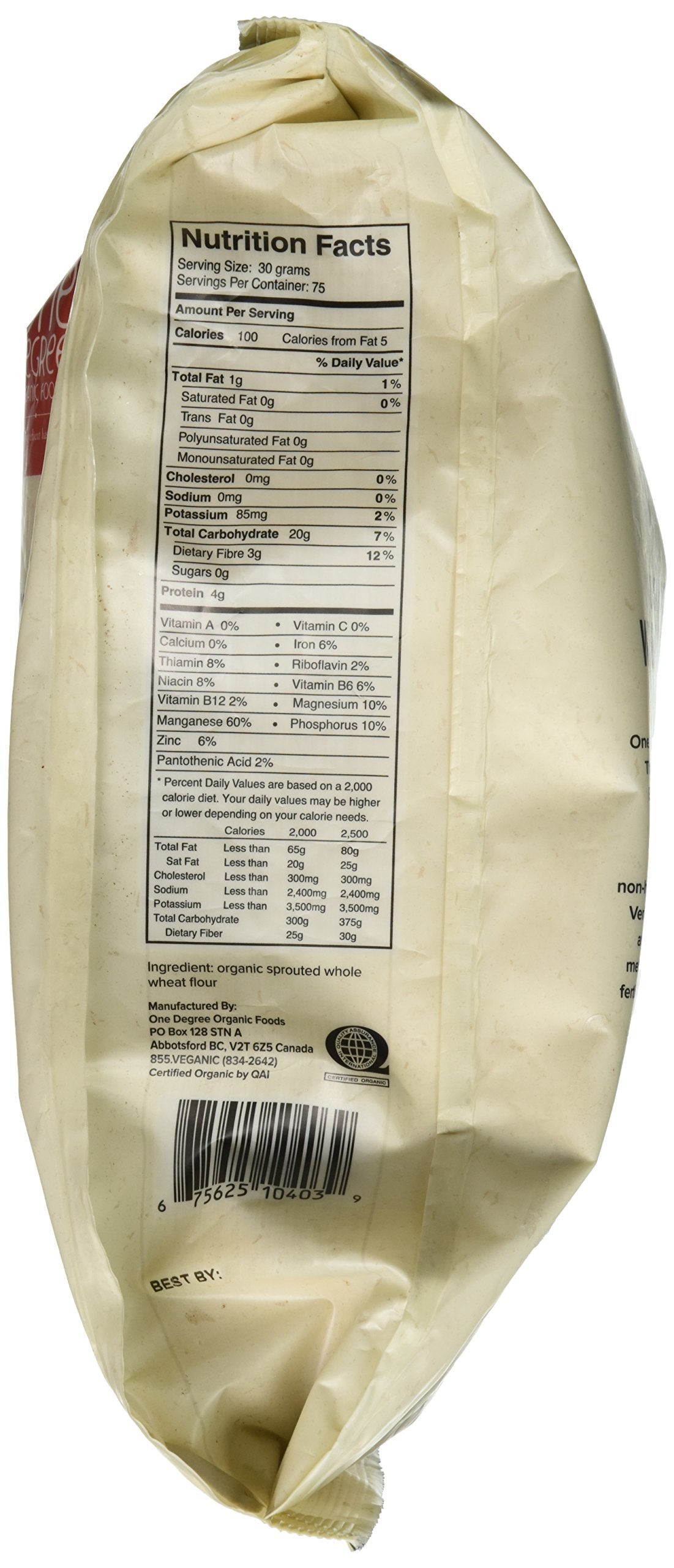 One Degree Organic Foods Sprouted Whole Wheat Flour, Certified Non-GMO & Vegan Flour for Baking, Plant Based & Organic Bread Flo