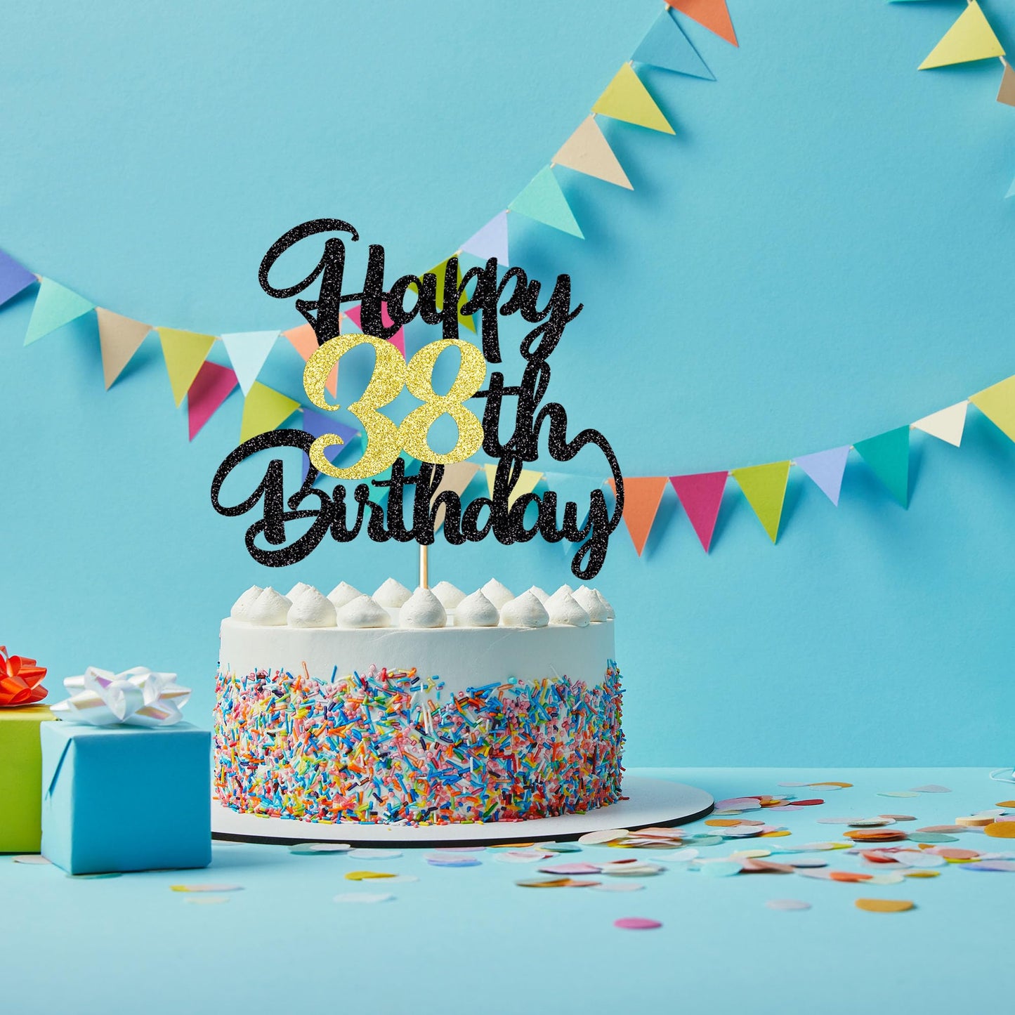 Klionjor 38Th Happy Birthday Cake Topper Happy Birthday Cake Decoration 38Th Birthday Party Decoration Gift Plugin (38)