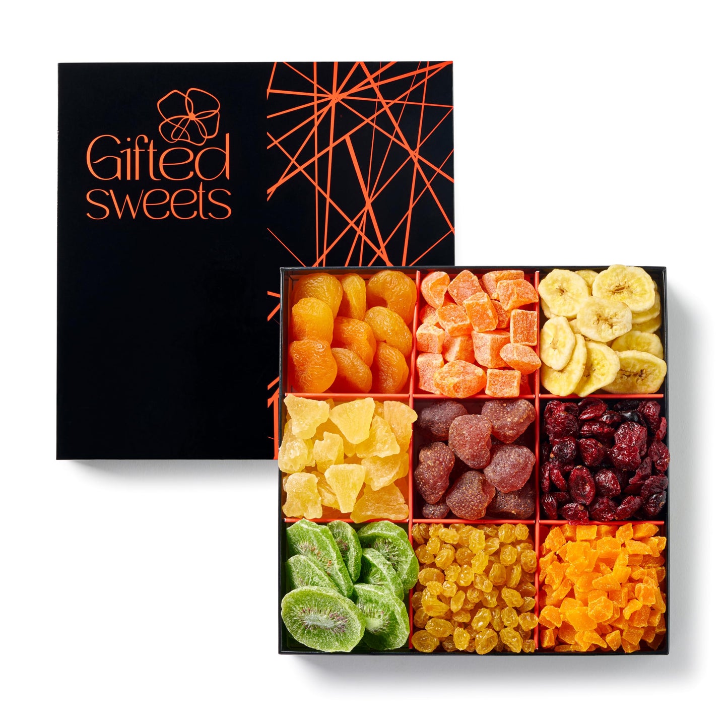 Dried Fruit Gift Basket - 9 Sectional - Tropical Fruit Arrangment, Gourmet Gift Basket - Healthy Gourmet Snack Box - For Men/Wom