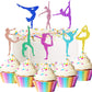 48 Pieces Glitter Gymnastics Cupcake Toppers Gymnast Girl Cupcake Picks Toothpicks Colorful Gymnastics Silhouette Cake Decoratio