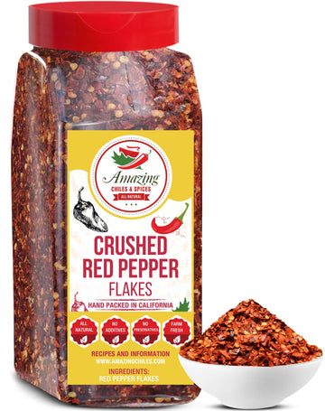 Crushed Red Pepper Flakes, All Natural, Hot and Spicy Seasoning for Pizza, Pasta, Chili, Soup, Meat, Marinades, and Stir Fry, 12